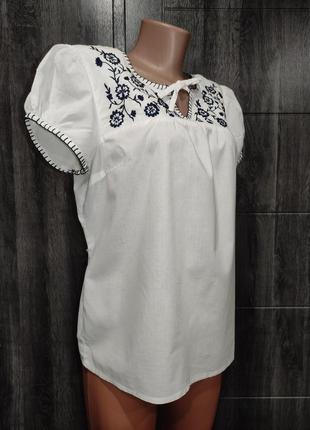 Крутая хлопковая блузка - вышиванка индия пог-53 см3 фото