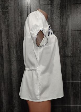 Крутая хлопковая блузка - вышиванка индия пог-53 см4 фото