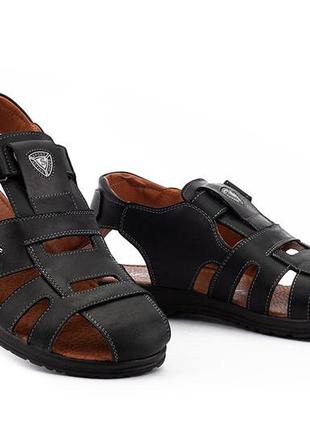 Мужские сандали кожаные летние черные morethan розміри 42, 43, 44, 45 fv_02632
