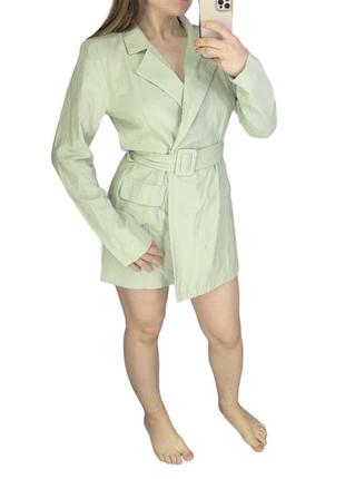 Комбинезон новым шортами на запах с поясом офисный стильный boohoo свет зеленый салатовый4 фото