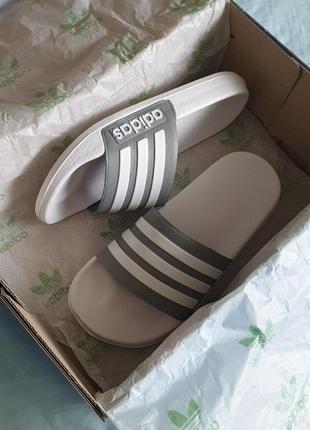 Жіночі шльопанці adidas slides white grey / smb