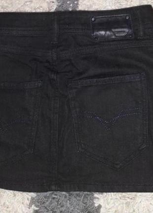 Юбка мини джинсовая черная w28 'diesel'5 фото