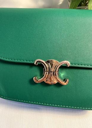 Сумка женская зеленая из экокожи, женская сумка через плечо в стиле celine сеnn туреченица5 фото