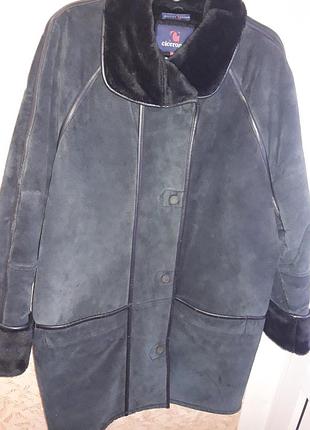 Зимова з натуральної замші дублянка на еко хутрі