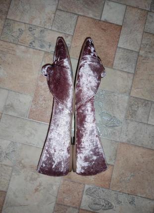 Шикарные бархатные туфл тм dorothy perkins, розовые замшевые балетки, 37,5 ~ 38 размер (4)5 фото