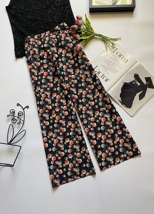 Клешные брюки topshop с высокой посадкой в цветочный принт8 фото