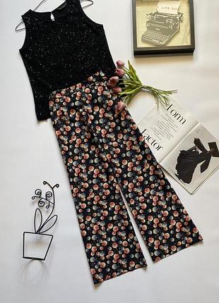 Клешные брюки topshop с высокой посадкой в цветочный принт