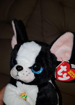 Ty beanie babies очисник пес, собака бостон-тер'єр tink 22 см6 фото