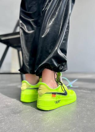 Air force 1 low off-white жіночі чоловічі круті салатові неонові кросівки найк женские мужские яркие салатовые кроссовки демисезонные9 фото