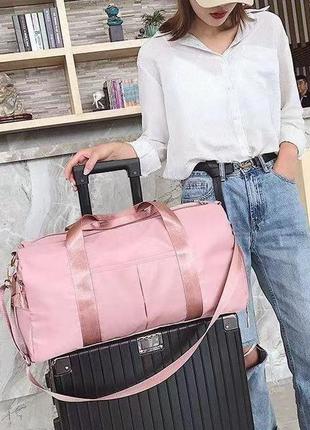 Сумка спортивна жіноча, сумка для фітнесу з відділом для взуття дорожня рожева ( код: ibs142p )10 фото