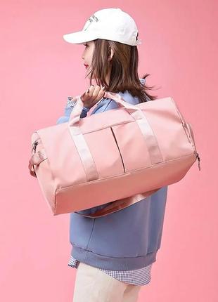 Сумка спортивна жіноча, сумка для фітнесу з відділом для взуття дорожня рожева ( код: ibs142p )8 фото