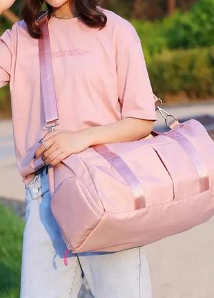 Сумка спортивна жіноча, сумка для фітнесу з відділом для взуття дорожня рожева ( код: ibs142p )9 фото