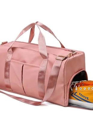 Сумка спортивна жіноча, сумка для фітнесу з відділом для взуття дорожня рожева ( код: ibs142p )2 фото