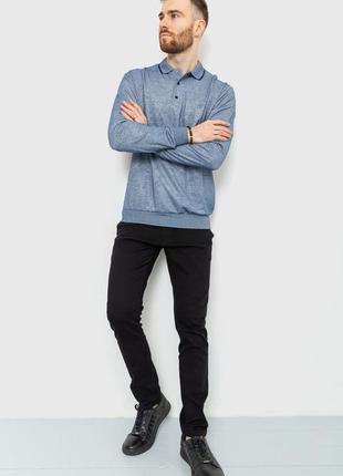 Поло мужское с длинным рукавом цвет джинс4 фото
