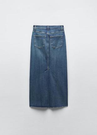 Спідниця жіноча варена джинсова блакитна міді спідниця zara new6 фото