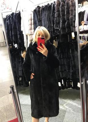 Шуба норкова з капюшоном - канадська норка