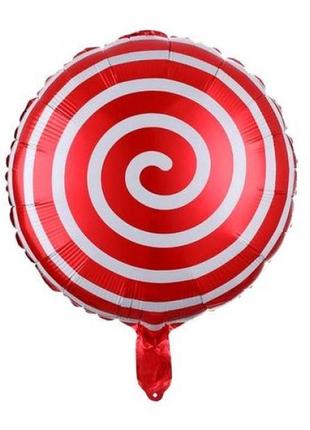 Фольгована куля круг "леденець" червоний18" (45см)