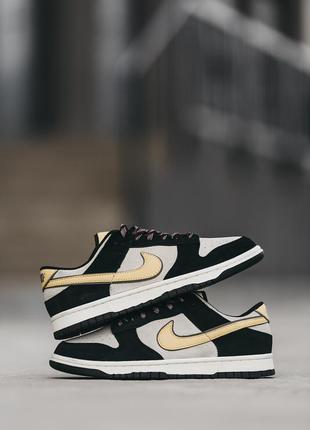 Мужские кроссовки nike sb dunk low lx black suede черно-золотые стильные 40, 41, 42, 43, 45