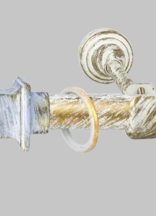 Карниз для штор однорядный металлический 25 мм, борджеза белое золото