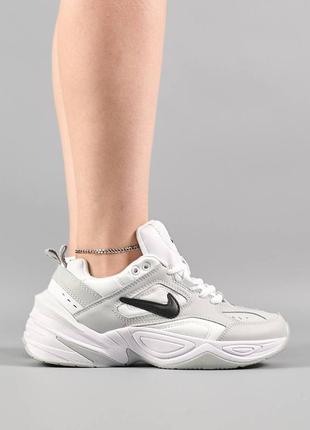 Жіночі кросівки nike m2k tekno white gray найк текно для бега женские серые с белым8 фото