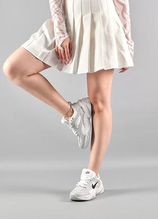 Женские кроссовки nike m2k tekno white gray найк текчно для бега жэнкие серое с беллим7 фото