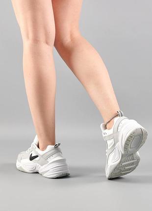 Женские кроссовки nike m2k tekno white gray найк текчно для бега жэнкие серое с беллим6 фото