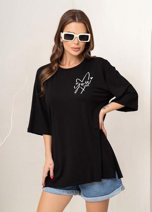 Футболка-туника черная вискоза р.s-xxxl