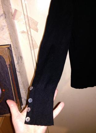 Трикотажной вязки,чёрная,элегантная кофта-кардиган на пуговках,с карманами,12-16рр.3 фото