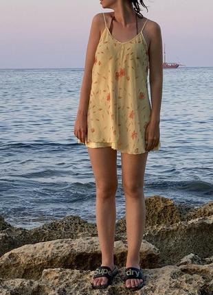 Летное платье на море легкое атласное шифон мини платье на бретельках юбка спідница плаття короткое слипдрес7 фото