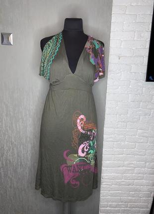 Сукня міді трикотажне плаття у оригінальний принт dept , s1 фото