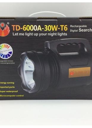 Світлодіодний потужний ліхтар td 6000a 30 w прожектор ліхтарик6 фото