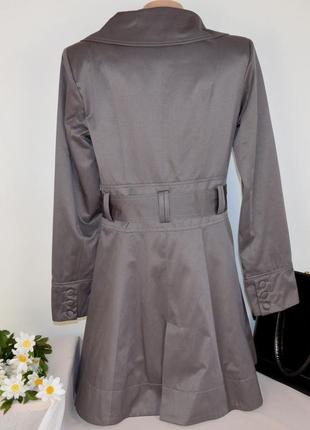 Брендовый серый плащ тренч с поясом и карманами new look коттон этикетка3 фото