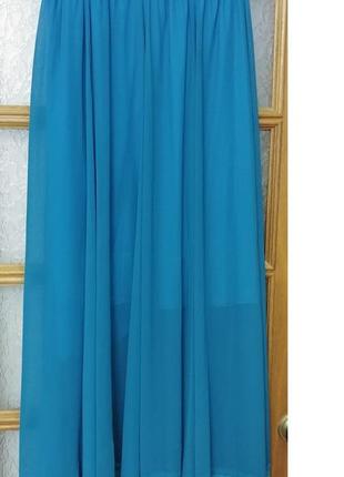Длинная шифоновая юбка бирюзового цвета р. 50 турция