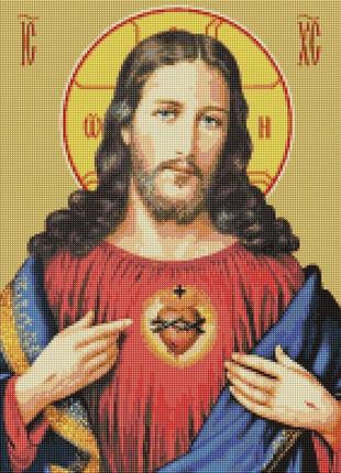 Алмазная мозаика сердце иисуса brushme 40 х 50 dbs10901 фото