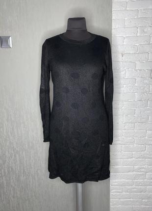 Теплое трикотажное платье с люрексом плата в горох daphnea, m/l1 фото