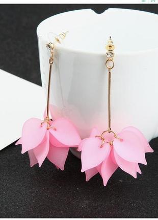 Жіночі сережки гвоздики "квіточки" рожеві1 фото