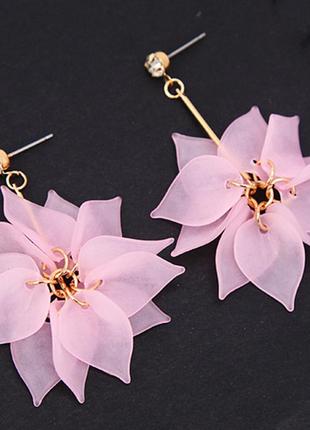 Жіночі сережки гвоздики "квіточки" рожеві10 фото