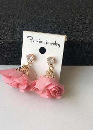 Жіночі гарні та незвичайні сережки "квіточки" рожеві4 фото