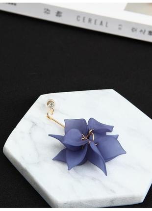 Женские сережки гвоздики "цветочки " синие6 фото