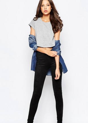 Модні замшеві штани жіночі з декоративними швами noisy may