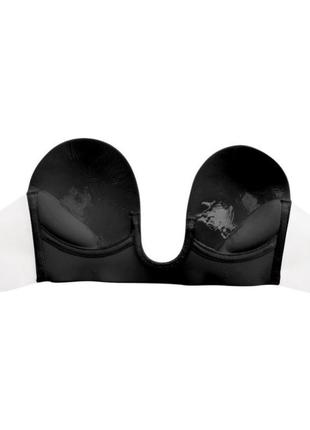 Безшовний бюстгальтер з силіконовими крильцями для відкритої спини чорний3 фото