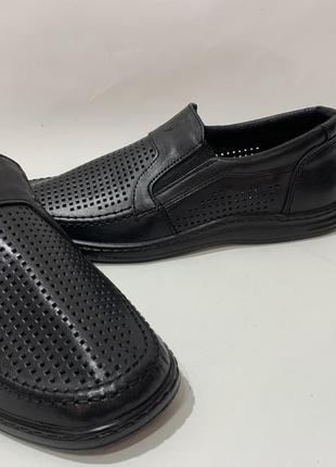 41,42,43,44,45 мужские кожаные туфли traffic (траффик) прошитые черные6 фото