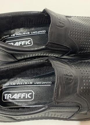 41,42,43,44,45 мужские кожаные туфли traffic (траффик) прошитые черные9 фото