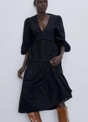 Легкое платье из прошвы zara, р.xs-s