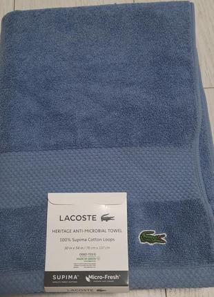 Большое мягкое банное полотенце lacoste. оригинал. размер 76х137см4 фото