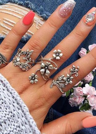 Набор из 4-х колец под серебро