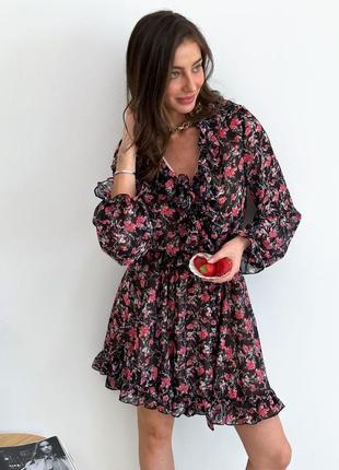 Шифоновое платье с цветочным принтом8 фото