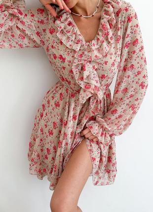 Шифоновое платье с цветочным принтом3 фото