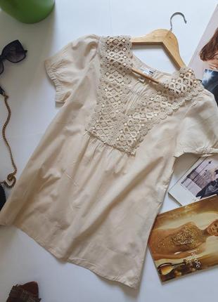 Летняя хлопковая телесная рубашка h&m3 фото