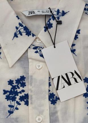 Сорочка zara з вишивкою і кишенею6 фото